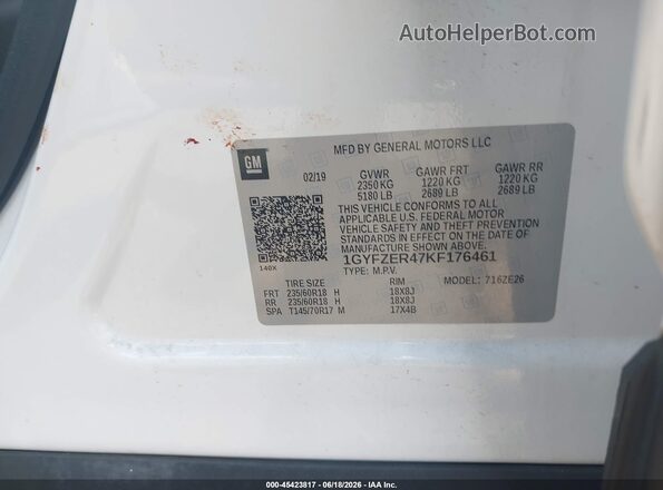 1GYFZER47KF176461 2019 CADILLAC XT4 White ძრავის განყოფილების ხედი