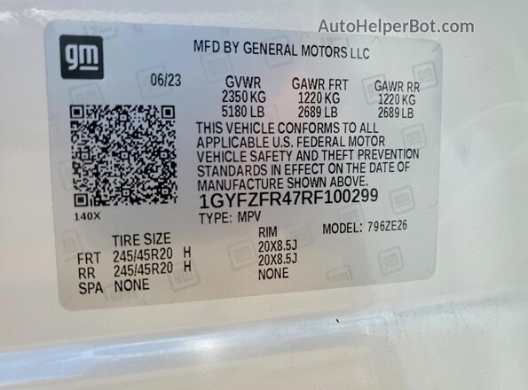 1GYFZFR47RF100299 2024 CADILLAC XT4 White Vista del compartimento del motor