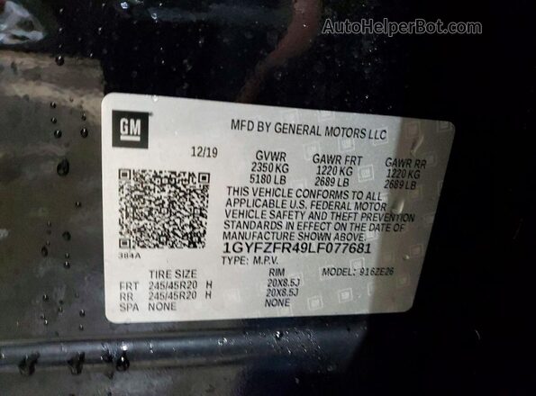 1GYFZFR49LF077681 2020 CADILLAC XT4 Black VIN կոդի պիտակի տեսք