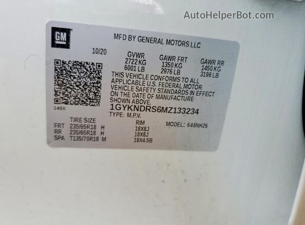 1GYKNDRS6MZ133234 2021 CADILLAC XT5 White 