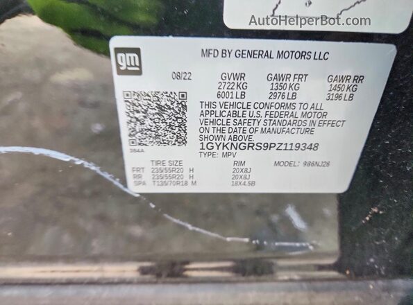 1GYKNGRS9PZ119348 2023 CADILLAC XT5 Black Widok wnętrza 360 stopni