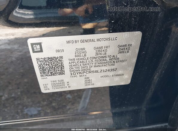 1GYKPCRS6LZ124357 2020 CADILLAC XT6 Black Вид підкапотного простору