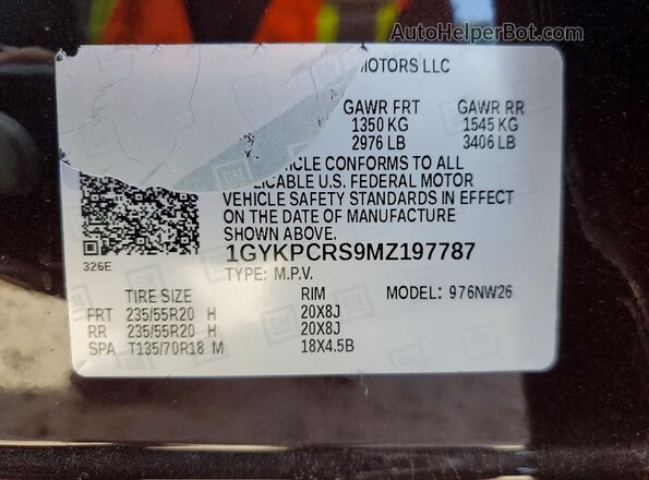 1GYKPCRS9MZ197787 2021 CADILLAC XT6 Purple Widok wnętrza 360 stopni