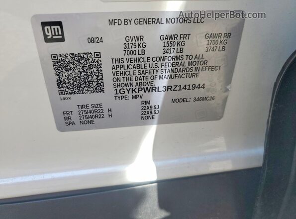 1GYKPWRL3RZ141944 2024 CADILLAC OTHER White 360 interior view