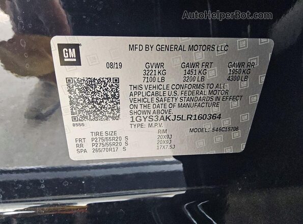 1GYS3AKJ5LR160364 2020 CADILLAC ESCALADE Black 