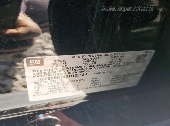 1GYS3BKJ4GR123124 2016 CADILLAC ESCALADE Black VIN sticker view