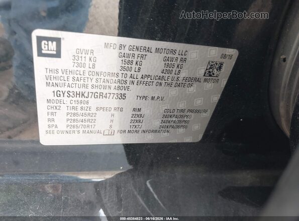 1GYS3HKJ7GR477335 2016 CADILLAC ESCALADE Black Շարժիչի բաժամունքի տեսք