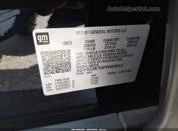1GYS3JKT6PR504811 2023 CADILLAC ESCALADE Black ძრავის განყოფილების ხედი