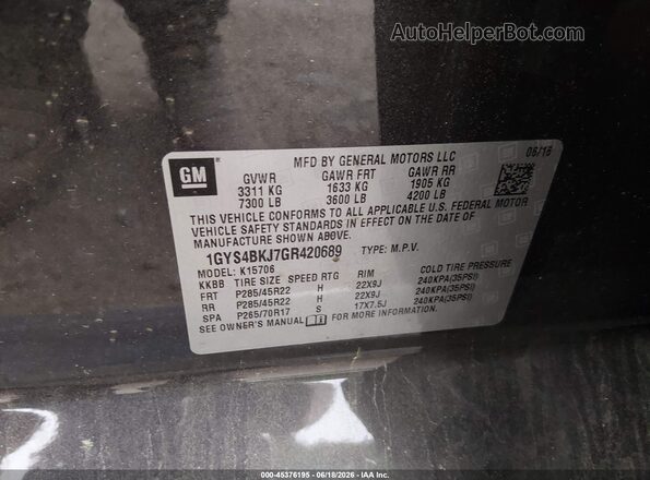 1GYS4BKJ7GR420689 2016 CADILLAC ESCALADE Gray Widok komory silnika