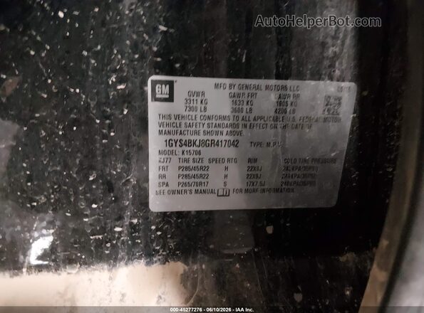 1GYS4BKJ8GR417042 2016 CADILLAC ESCALADE Black Engine compartment view