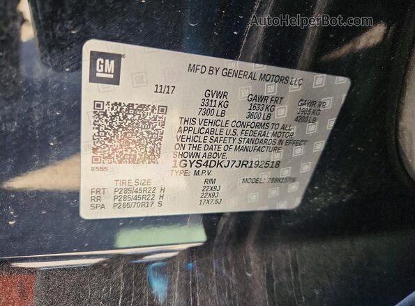 1GYS4DKJ7JR192518 2018 CADILLAC ESCALADE Black Սալոնի 360 աստիճան տեսք