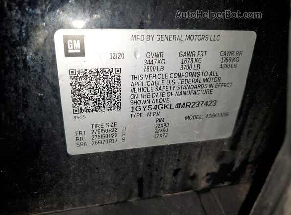 1GYS4GKL4MR237423 2021 CADILLAC ESCALADE Black Շարժիչի բաժամունքի տեսք