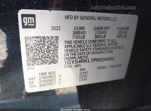 1GYS4RKL7PR204450 2023 CADILLAC ESCALADE Черный Вид подкапотного пространства