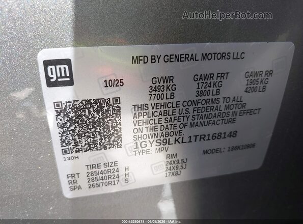 1GYS9LKL1TR168148 2026 CADILLAC ESCALADE Gray Engine compartment view