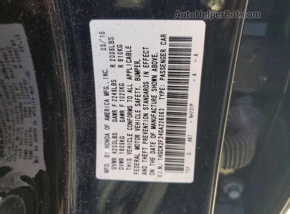 1HGCR2F34GA226063 2016 HONDA ACCORD Черный Вид подкапотного пространства