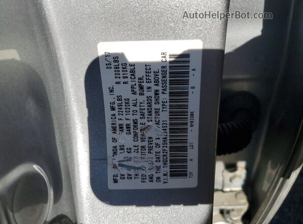 1HGCR2F35HA234531 2017 HONDA ACCORD Silver 