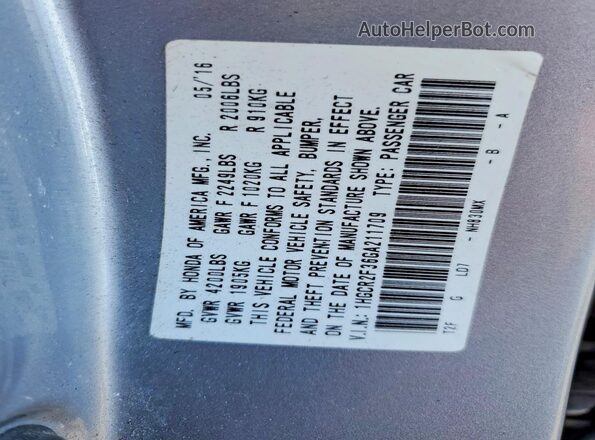 1HGCR2F36GA211709 2016 HONDA ACCORD Серебряный Вид подкапотного пространства