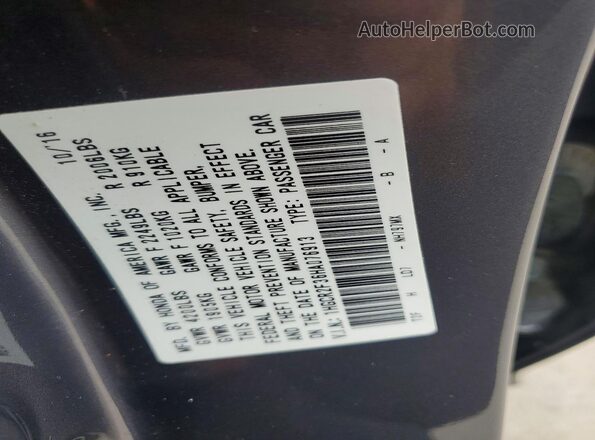 1HGCR2F36HA076913 2017 HONDA ACCORD Gray Вид підкапотного простору