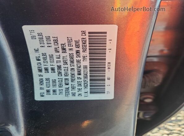 1HGCR2F38GA021068 2016 HONDA ACCORD Gray 