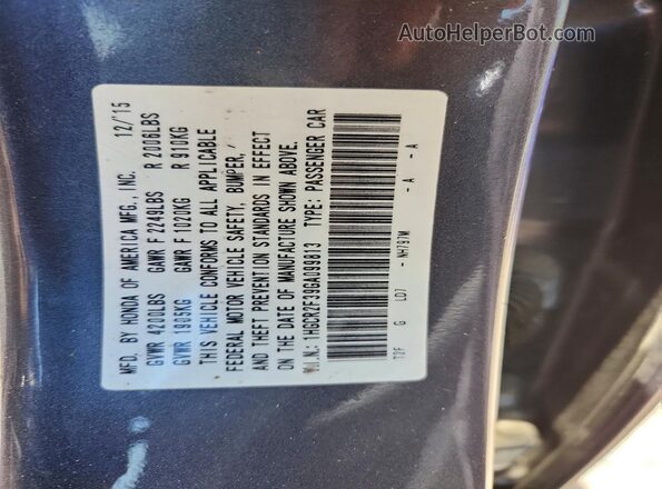 1HGCR2F39GA099813 2016 HONDA ACCORD Silver Widok naklejki z numerem VIN