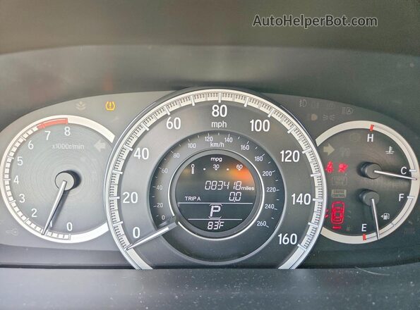 1HGCR2F3XGA088481 2016 HONDA ACCORD Gray Вид щитка приладів