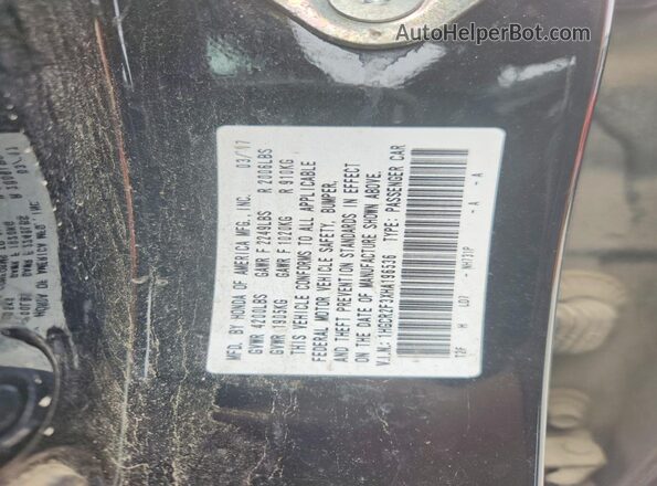 1HGCR2F3XHA196536 2017 HONDA ACCORD Black VIN կոդի պիտակի տեսք
