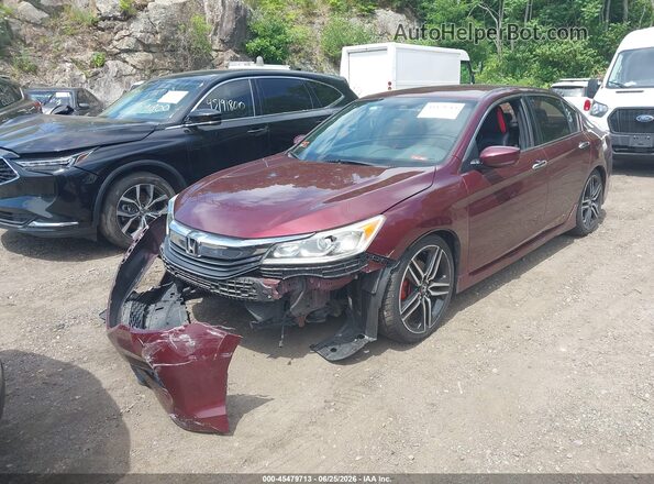 1HGCR2F50GA057256 2016 HONDA ACCORD Red Առջևի ձախ երեք քառորդ տեսարան