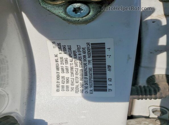 1HGCR2F50GA073683 2016 HONDA ACCORD White Вид підкапотного простору