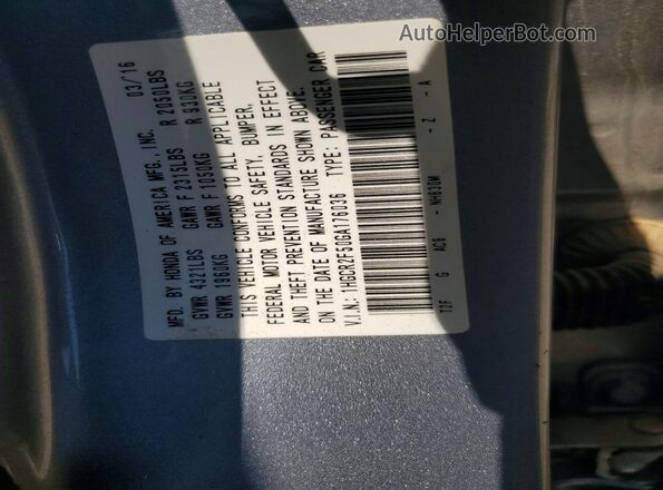 1HGCR2F50GA176036 2016 HONDA ACCORD Silver Շարժիչի բաժամունքի տեսք