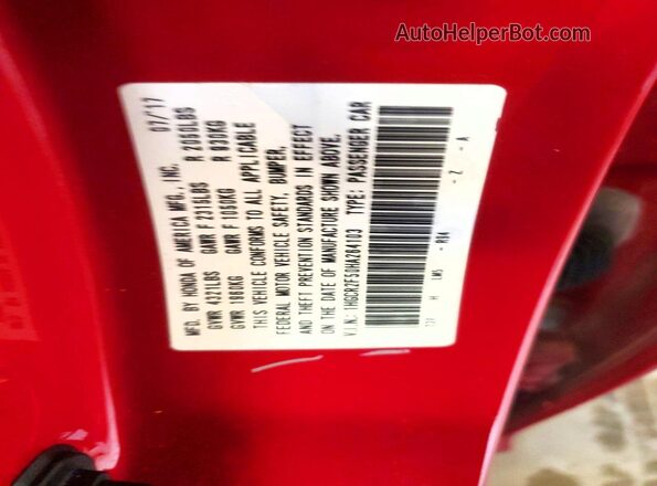 1HGCR2F50HA264103 2017 HONDA ACCORD Red Вид підкапотного простору