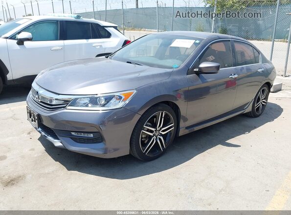 1HGCR2F52GA154460 2016 HONDA ACCORD Gray Առջևի ձախ երեք քառորդ տեսարան