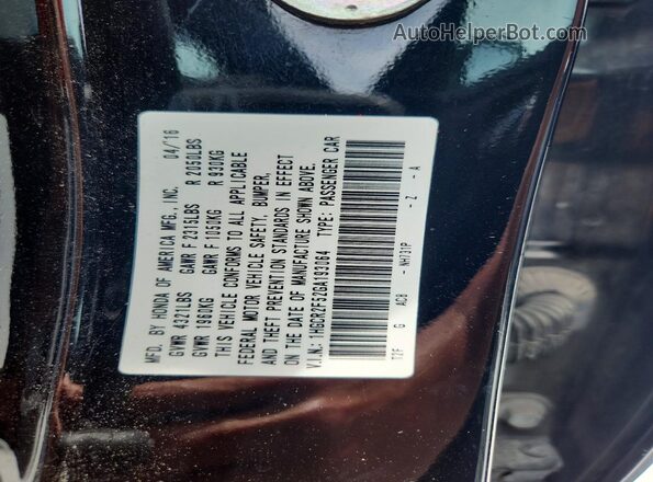 1HGCR2F52GA193064 2016 HONDA ACCORD Черный Вид подкапотного пространства