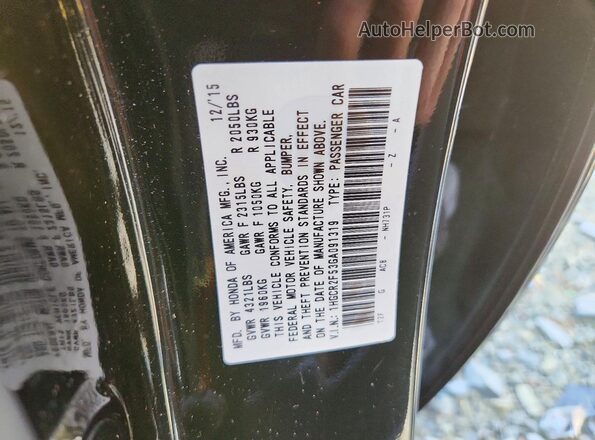 1HGCR2F53GA091319 2016 HONDA ACCORD Black Շարժիչի բաժամունքի տեսք