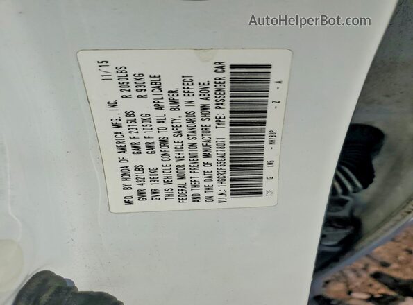 1HGCR2F55GA078071 2016 HONDA ACCORD White VIN կոդի պիտակի տեսք