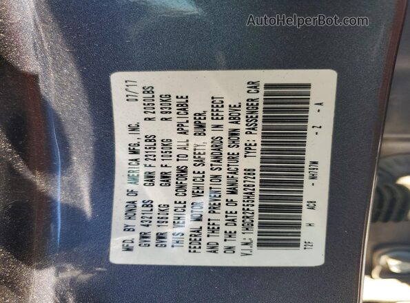 1HGCR2F55HA267286 2017 HONDA ACCORD Gray Vista del compartimento del motor