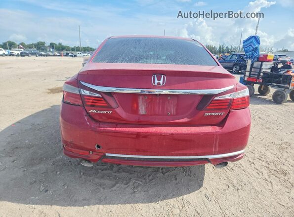 1HGCR2F56GA245943 2016 HONDA ACCORD Red Rear view