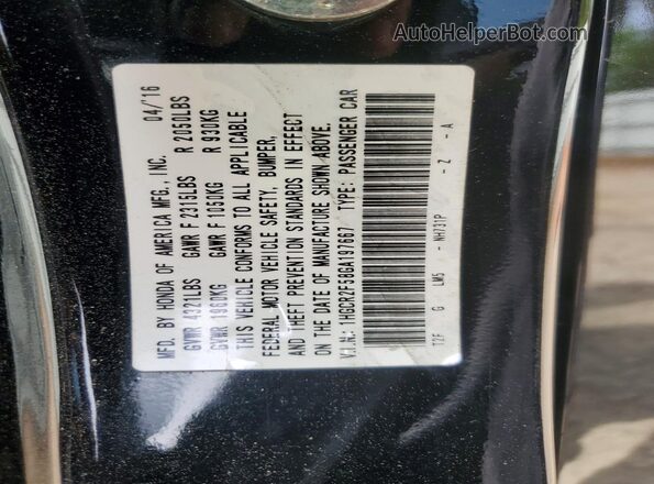 1HGCR2F58GA197667 2016 HONDA ACCORD Black VIN կոդի պիտակի տեսք