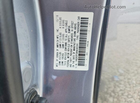 1HGCR2F58HA083041 2017 HONDA ACCORD Silver Widok komory silnika