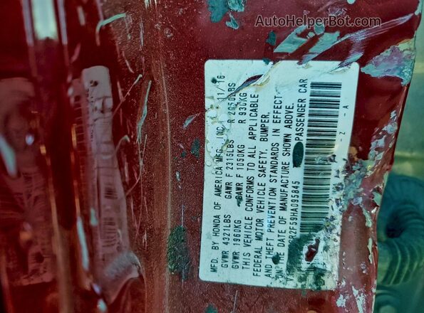 1HGCR2F59HA095845 2017 HONDA ACCORD Красный Вид подкапотного пространства