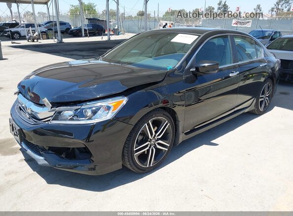 1HGCR2F63GA185550 2016 HONDA ACCORD Black Передня ліва чверть