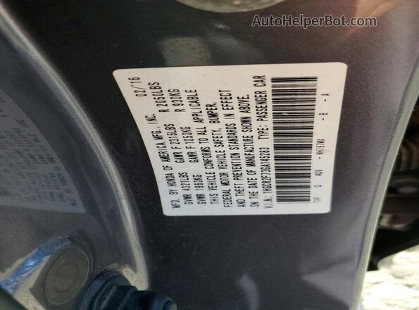 1HGCR2F73GA145283 2016 HONDA ACCORD Gray VIN կոդի պիտակի տեսք