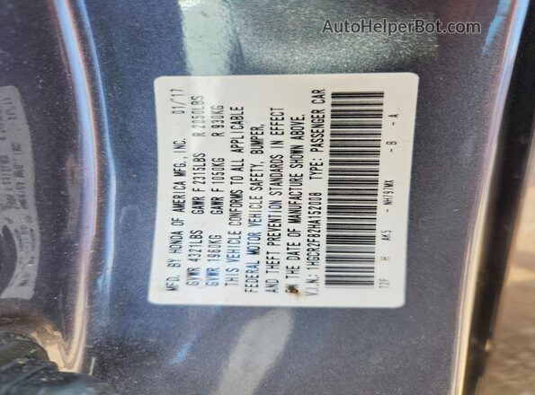 1HGCR2F82HA152008 2017 HONDA ACCORD Charcoal VIN sticker view