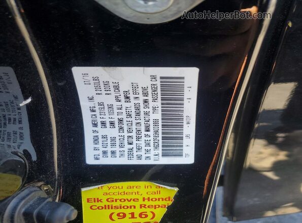1HGCR2F85HA008968 2017 HONDA ACCORD Black ძრავის განყოფილების ხედი