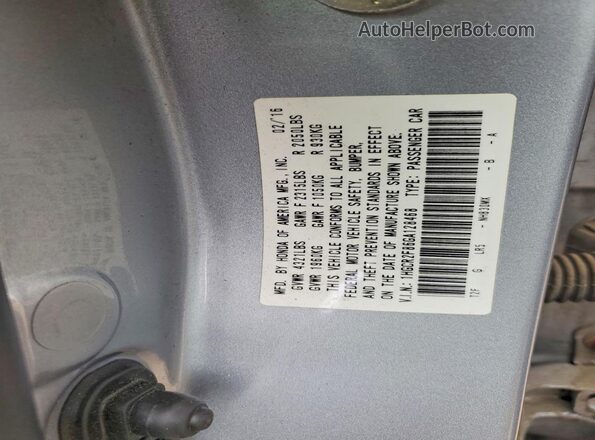 1HGCR2F86GA128468 2016 HONDA ACCORD Silver VIN կոդի պիտակի տեսք