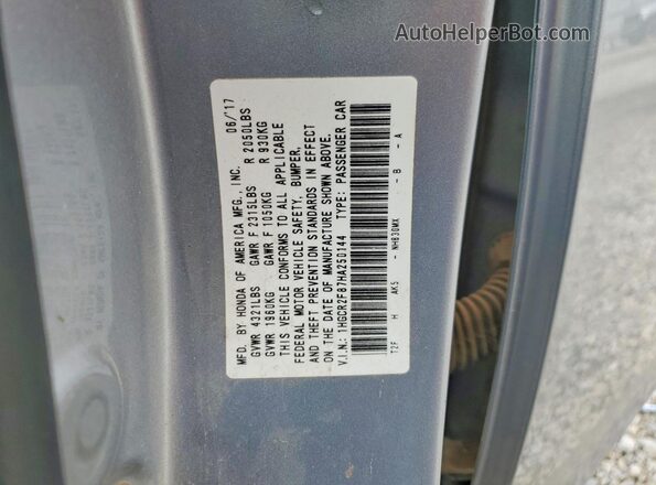 1HGCR2F87HA250144 2017 HONDA ACCORD Silver VIN կոդի պիտակի տեսք