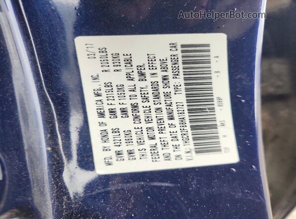 1HGCR2F88HA182727 2017 HONDA ACCORD Blue 