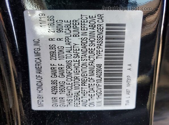 1HGCV1F10LA029048 2020 HONDA ACCORD Black 
