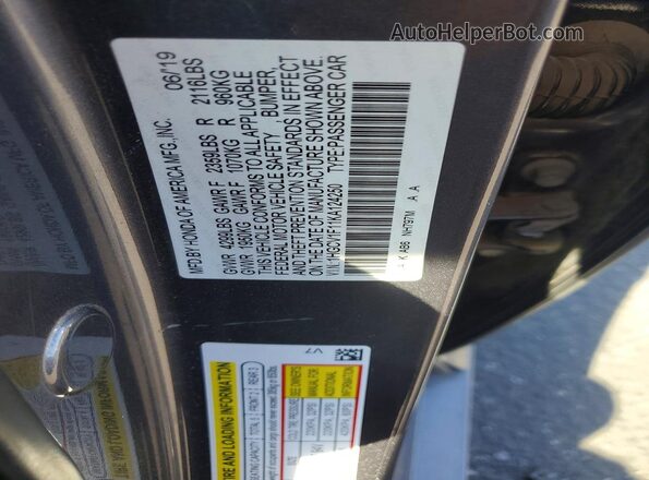 1HGCV1F11KA124250 2019 HONDA ACCORD Серый 