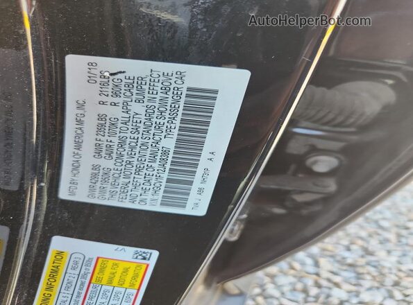 1HGCV1F12JA083867 2018 HONDA ACCORD Black Вид підкапотного простору