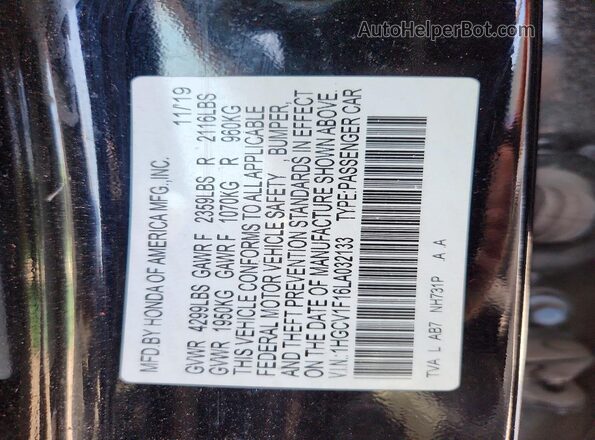 1HGCV1F16LA032133 2020 HONDA ACCORD Black 